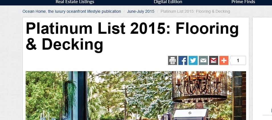 Goodwin made the 2015 Platinum List in Ocean Home magazine's "Best of the Best" issue