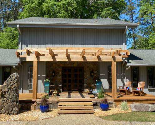 Goodwin Company River Recovered® Heart Cypress slabs for deck.