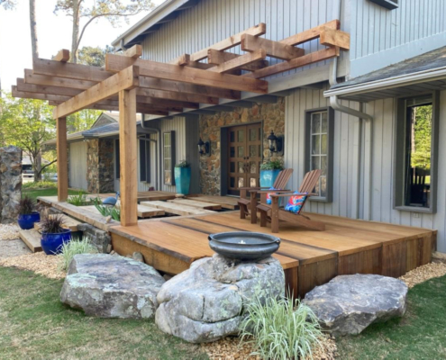 Goodwin Company River Recovered® Heart Cypress slabs for deck.