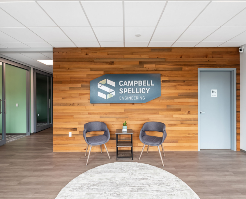 Campbell Spellicy Engineering, Inc Office Sinker Cypress Wood Feature Wall