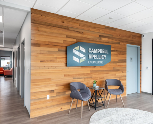 Campbell Spellicy Engineering, Inc Office Sinker Cypress Wood Feature Wall