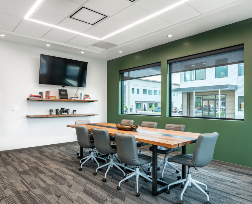 Campbell Spellicy Engineering, Inc Office Sinker Cypress Wood Live Edge Shelves