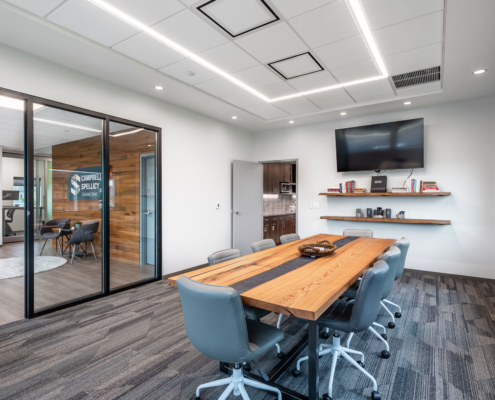 Campbell Spellicy Engineering, Inc Office Sinker Cypress Wood Feature Wall