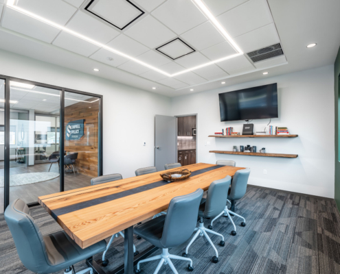Campbell Spellicy Engineering, Inc Office Sinker Cypress Wood Feature Wall