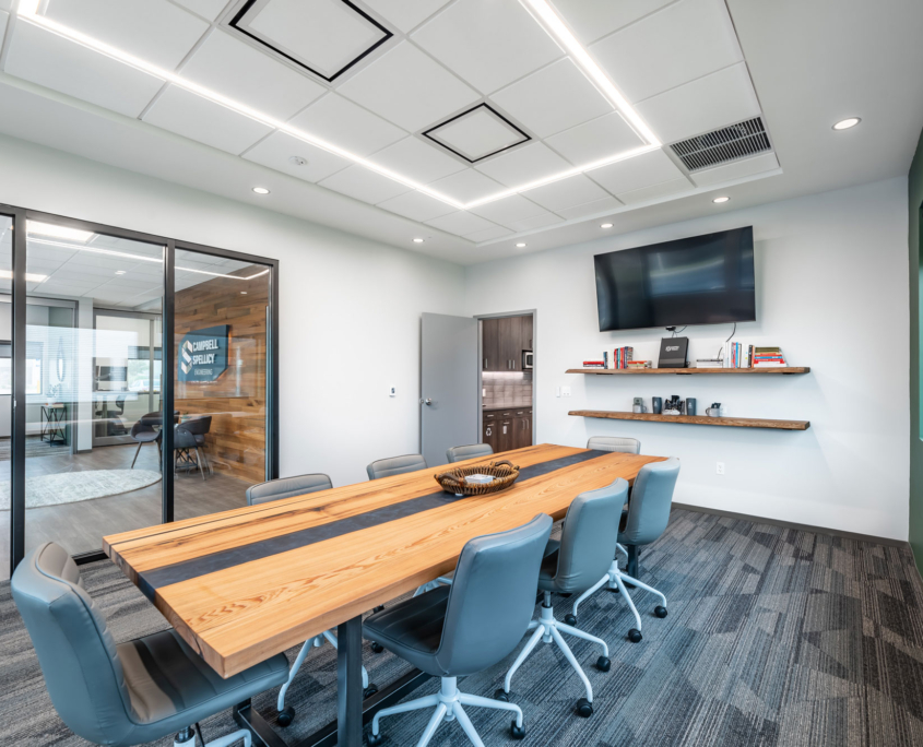 Campbell Spellicy Engineering, Inc Office Sinker Cypress Wood Feature Wall