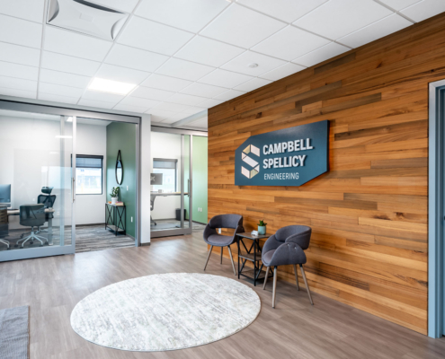 Campbell Spellicy Engineering, Inc Office Sinker Cypress Wood Feature Wall