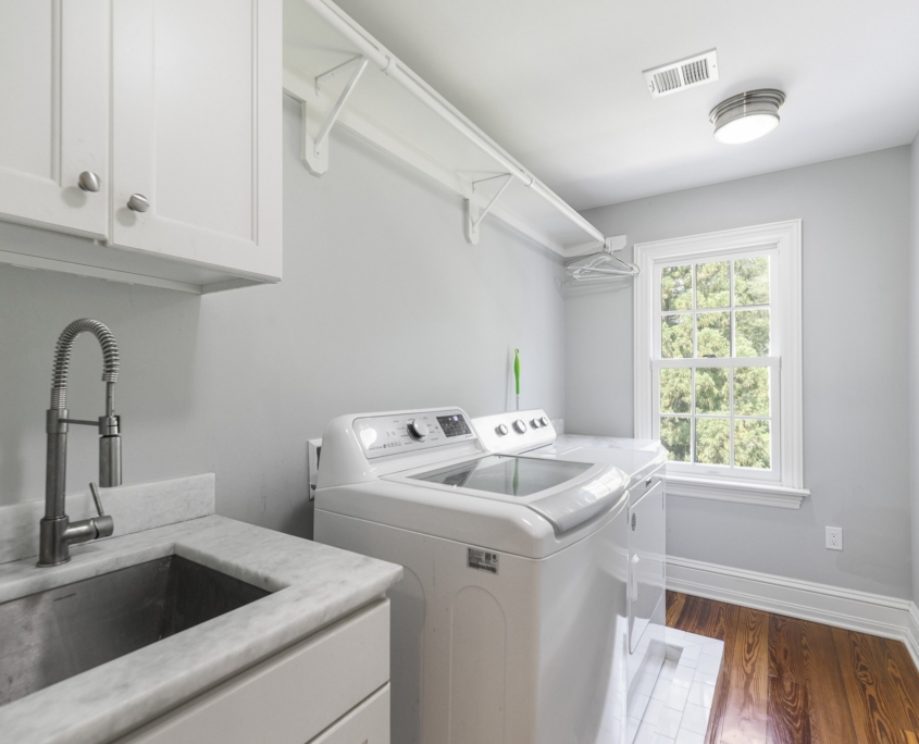 Laundry Room with Midnight Heart Pine Floor Laundry Room with Midnight Heart Pine Floor